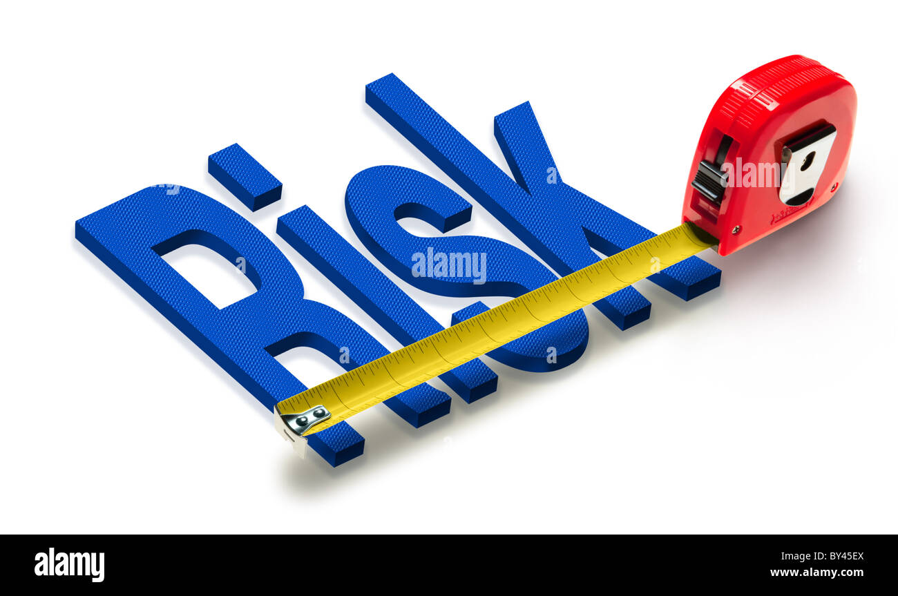 Eine Grafik zeigt die Messung des Risikos im Geschäft. Stockfoto