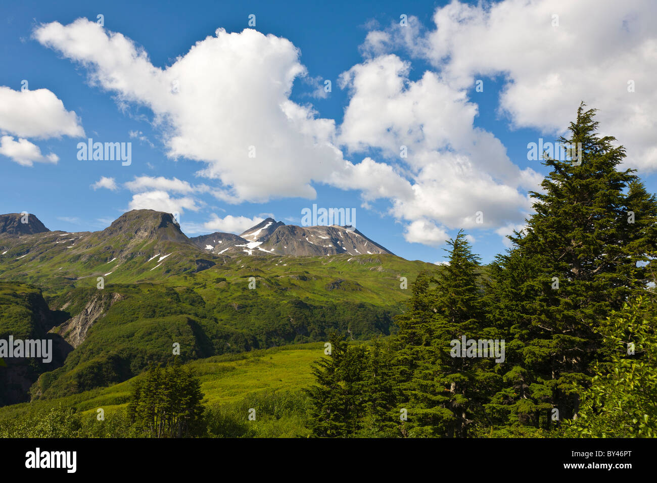 Felsigen robuste Kenai Mountains auf der Kenai-Halbinsel in der Nähe von Seward Alaska Stockfoto