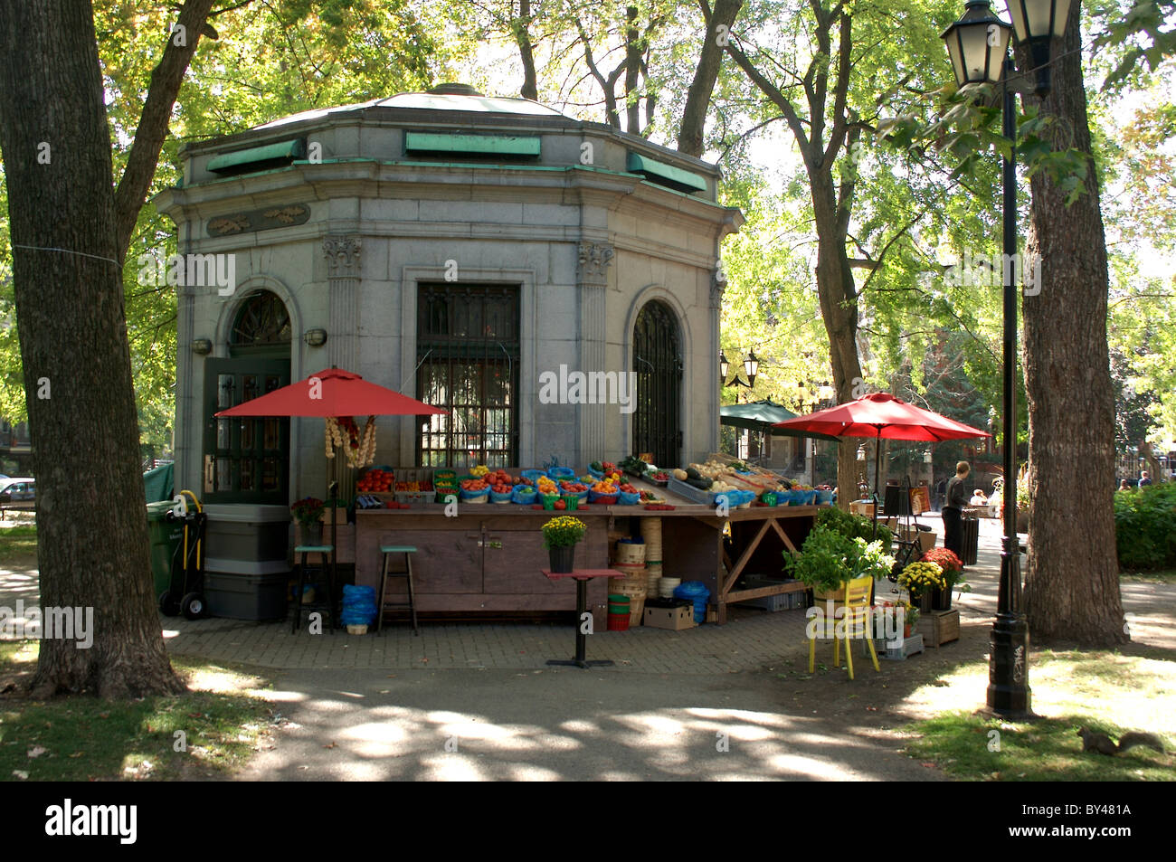 Obst und Gemüse stehen im Quadrat St. Louis, Montreal Stockfoto