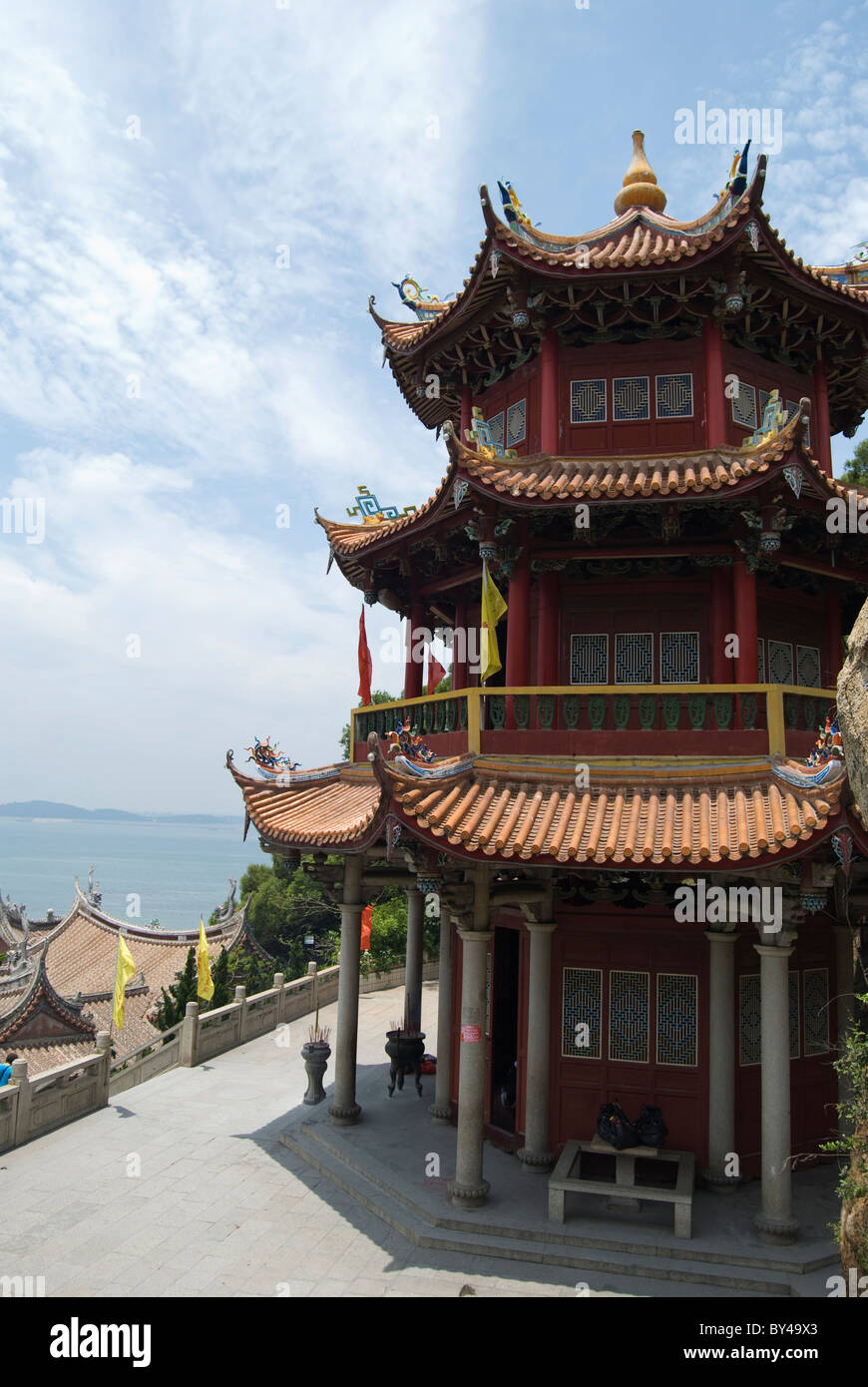 Chinesische Architektur im Tempel der Göttin des Meeres in Meizhou Insel, Putian, Fujian. Stockfoto