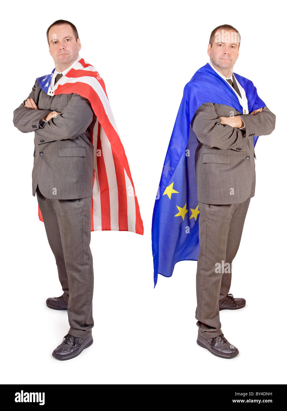 Männer mit Flaggen Stockfoto