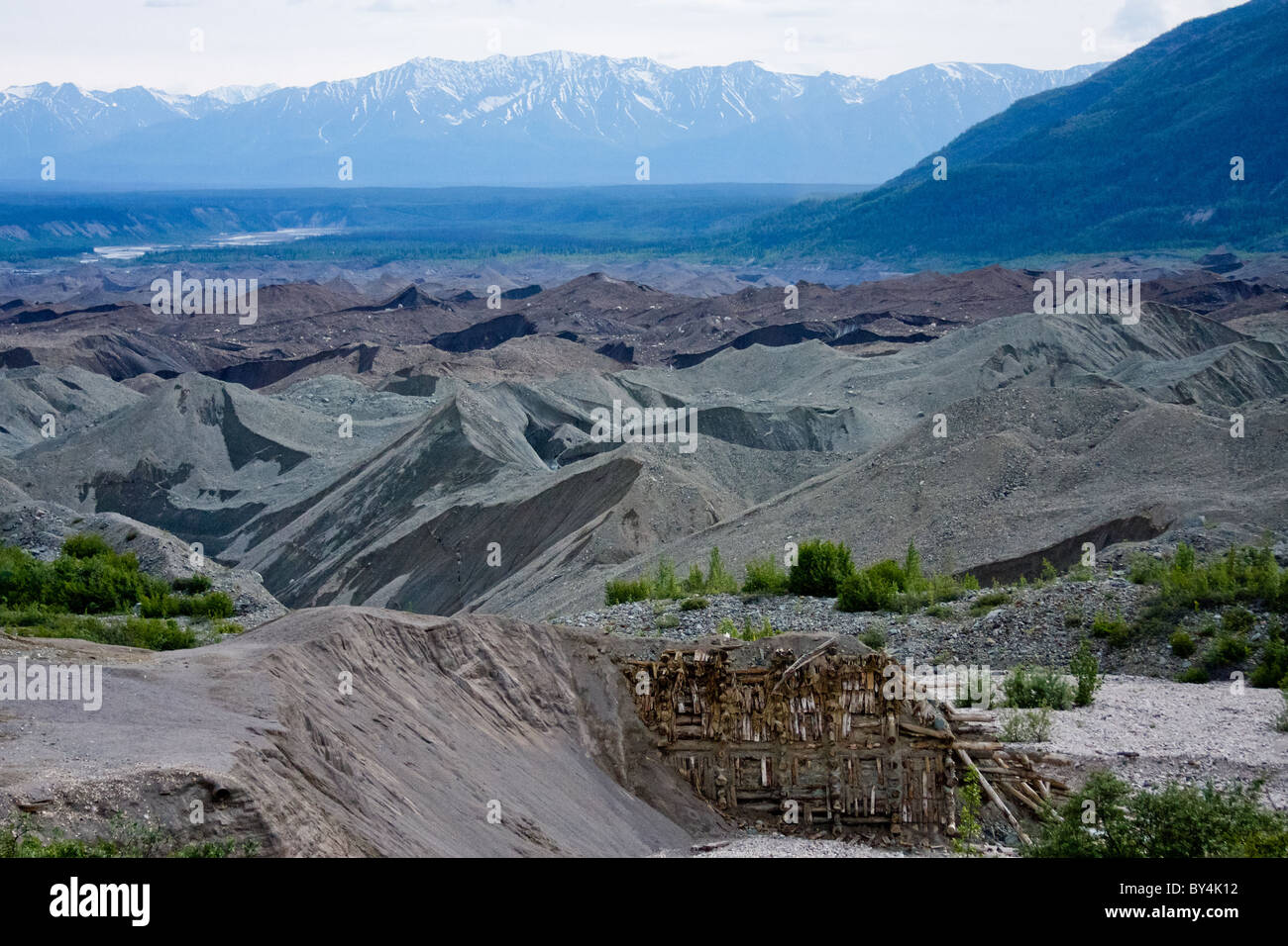 Chugach Berge und Gletscher-Moräne Root Stockfoto