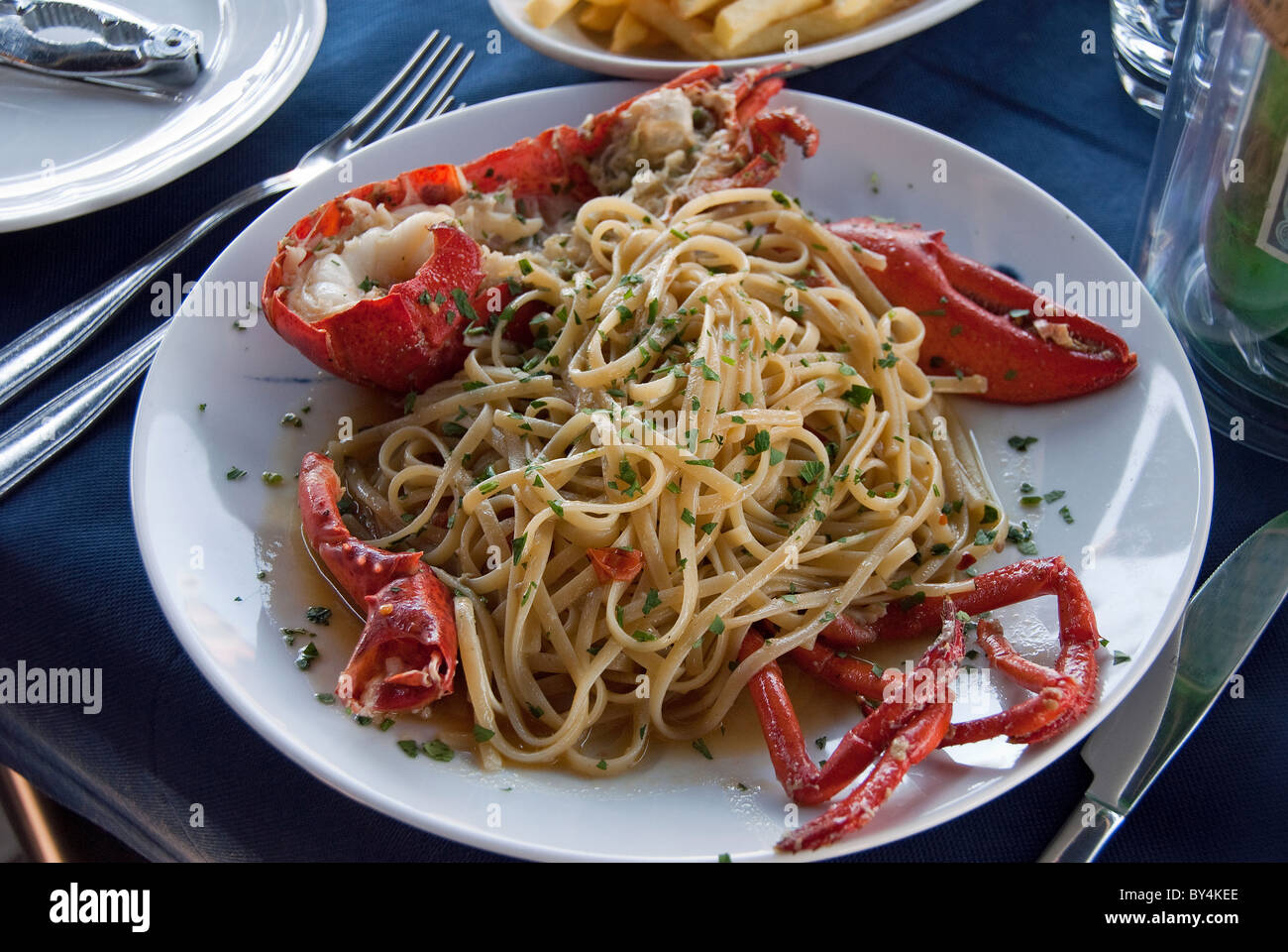 Linguine mit Hummer in Livorno, Toskana, Italien Stockfoto