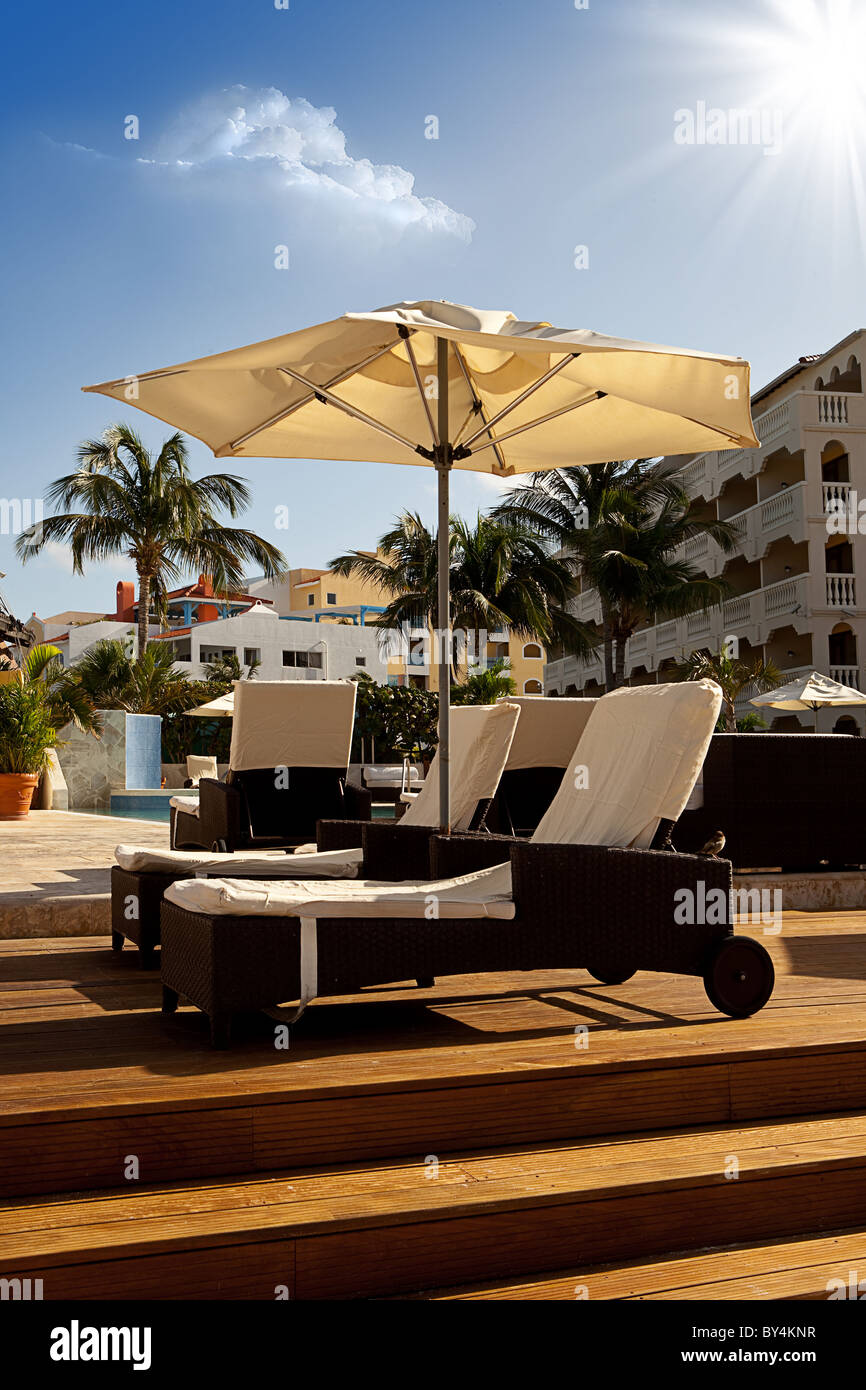 Outdoor-Lounge-Bereich in Aruba Stockfoto