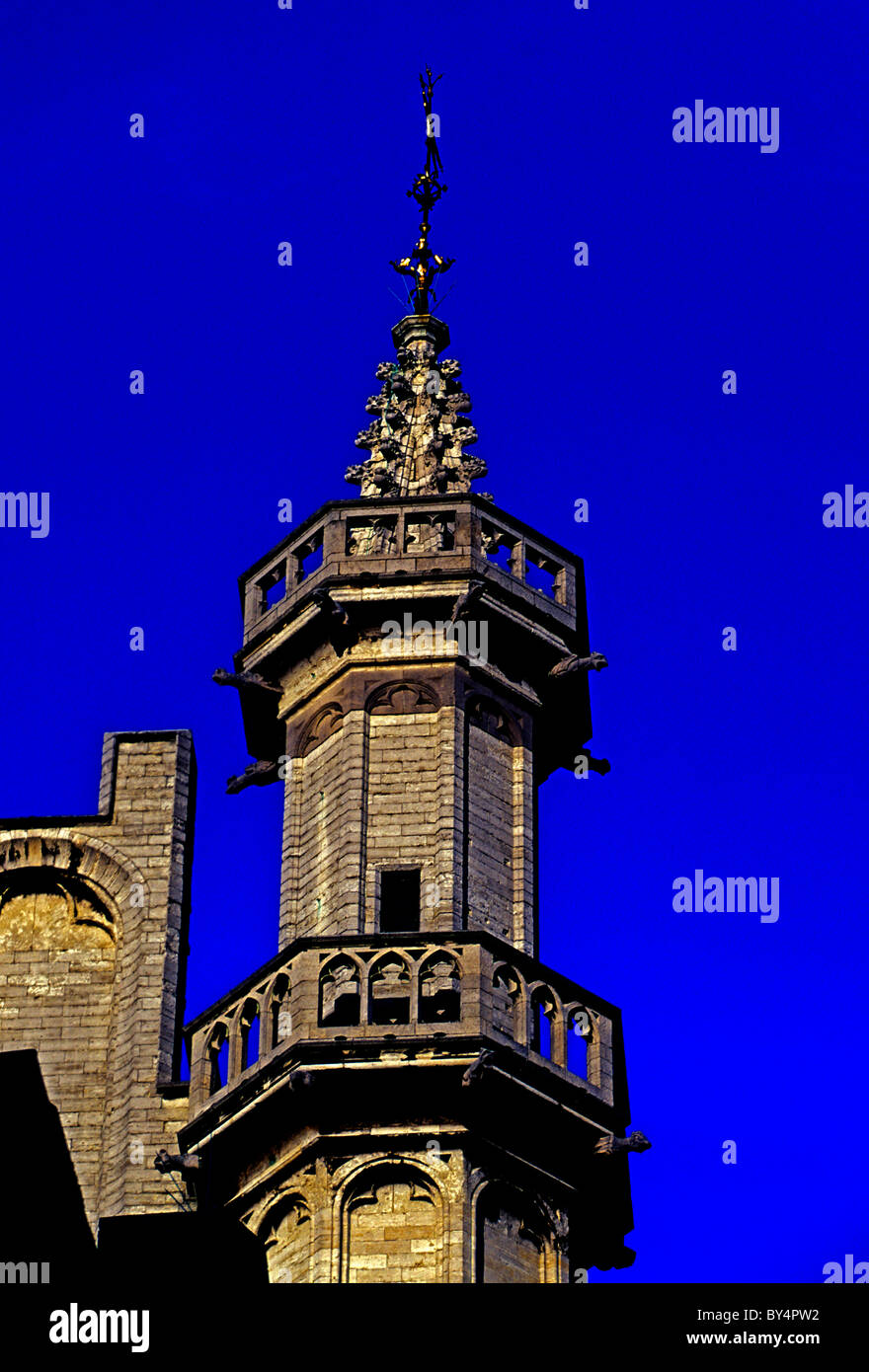 Revolver, Rathaus, Hotel de Ville, Rathaus, 15. Jahrhundert, GrandPlace, der Grand Place, Brüssel, Brüssel, Region Brüssel-Hauptstadt, Belgien Stockfoto