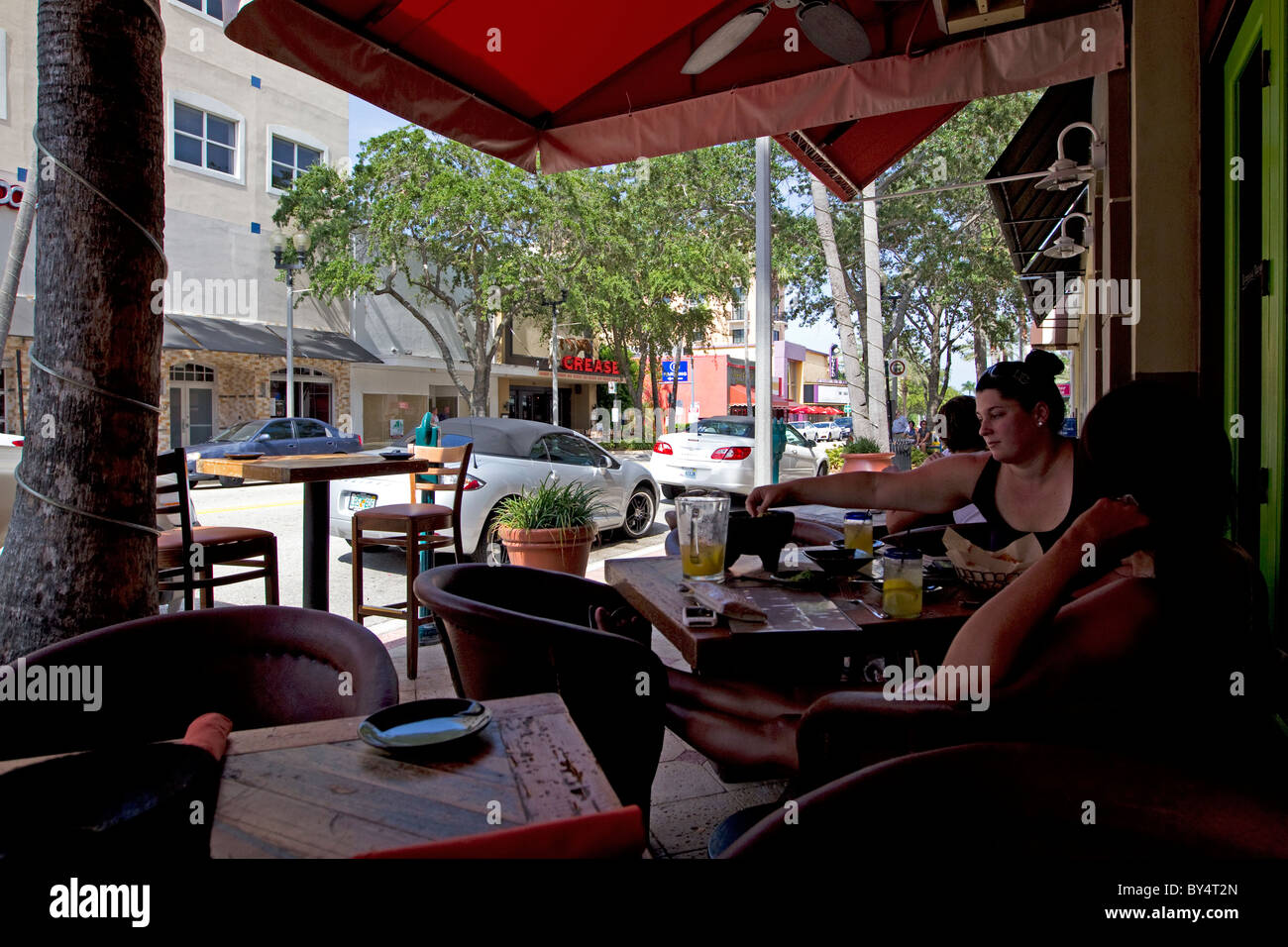 American Diner Essen draußen im mexikanischen Restaurant, Palm Beach, Florida, USA Stockfoto