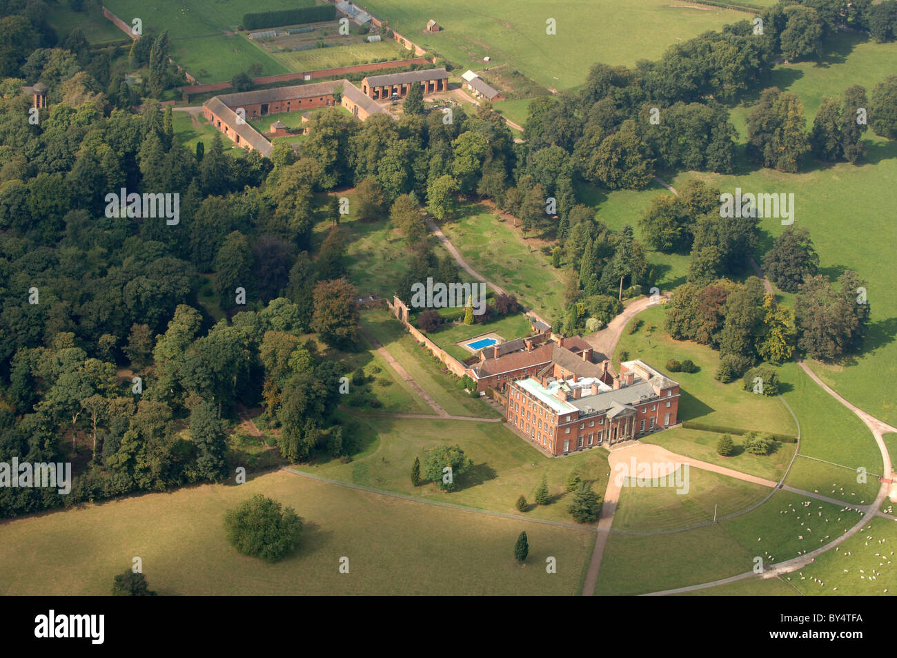 Eine Luftaufnahme des Chillington Hall in Staffordshire Stockfoto