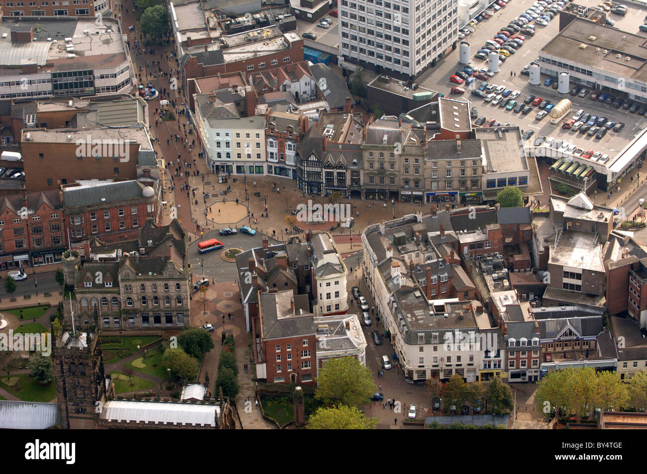 Eine Luftaufnahme des Queens Square Wolverhampton Stockfoto