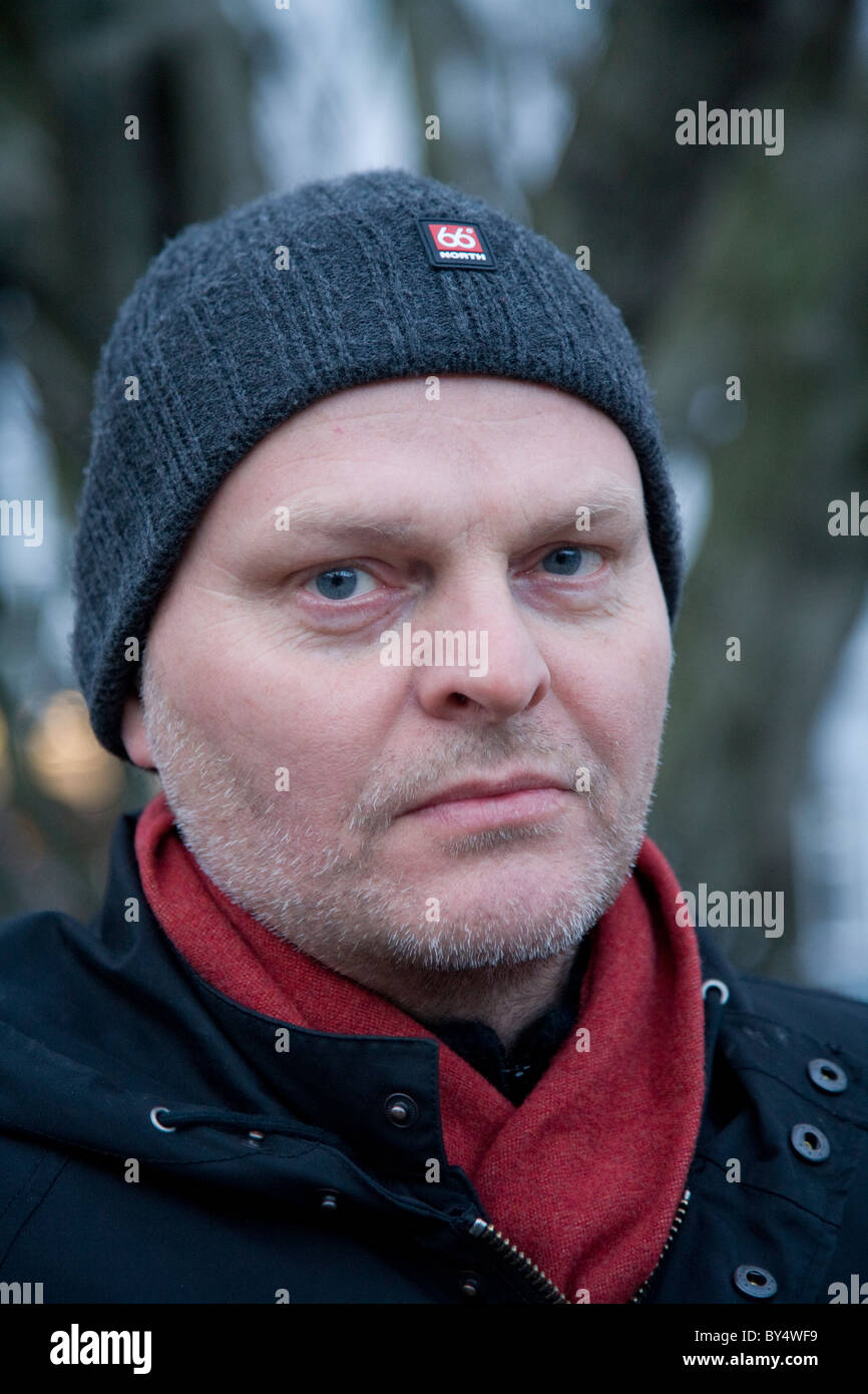 Hallgrimur Helgason ist einer der bekanntesten Autoren Islands und wurde im Zuge der Finanzkrise sehr lautstark. Stockfoto