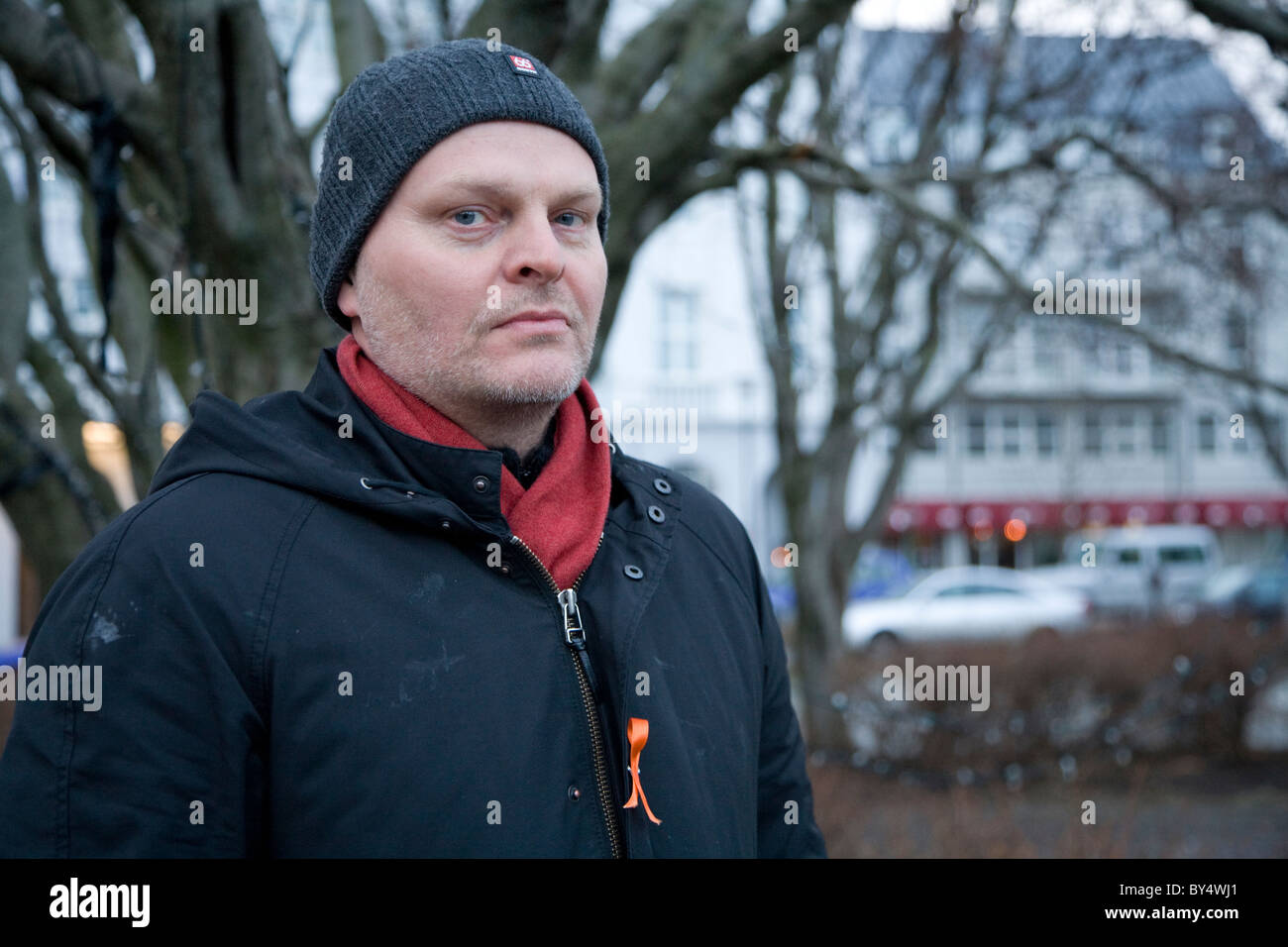 Hallgrimur Helgason ist einer der bekanntesten Autoren Islands und wurde im Zuge der Finanzkrise sehr lautstark. Stockfoto