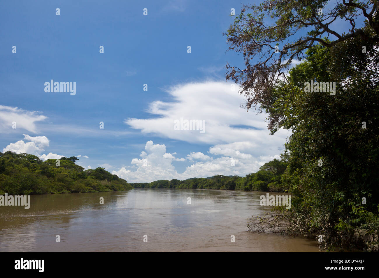 Die Tempisque Fluss fließt durch Palo Verde Nationalpark in Guanacaste Provinz von Costa Rica. Stockfoto