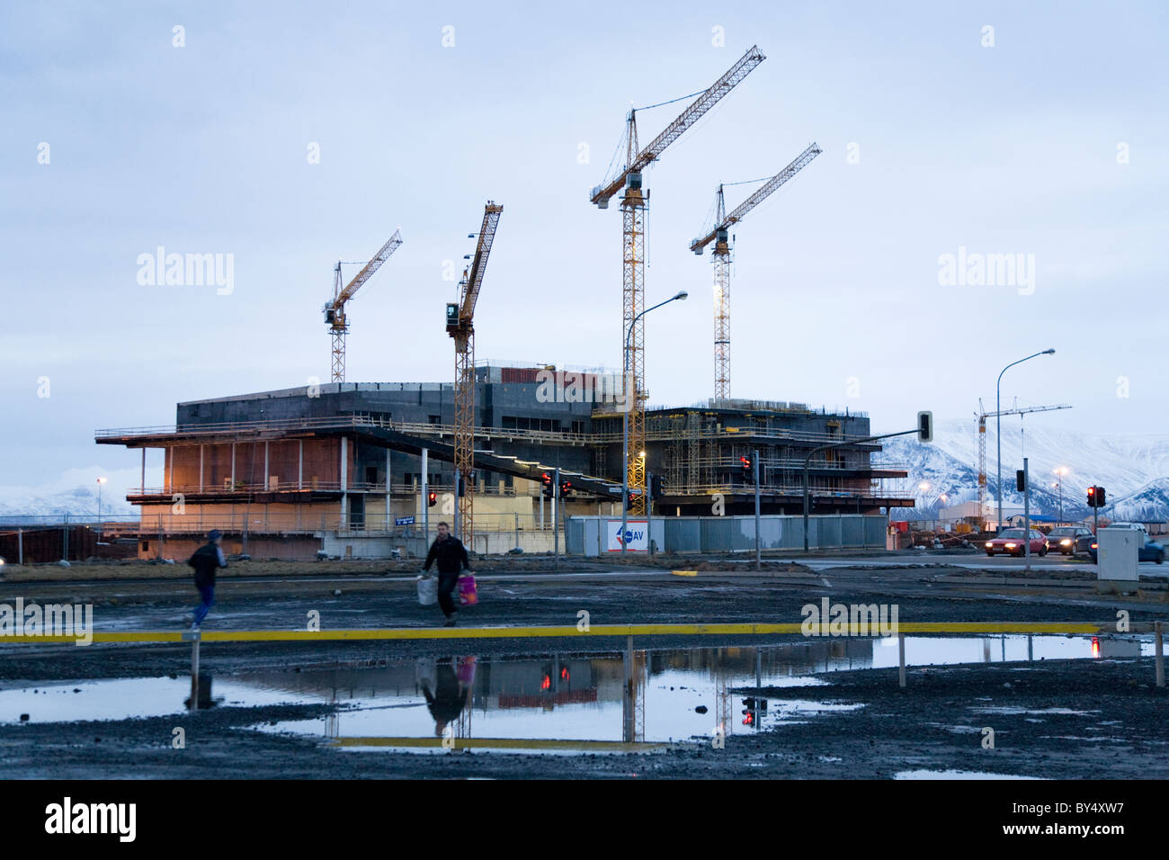 Der Bau des isländischen nationalen Konzert & Conference Centre in Reykjavik Stockfoto