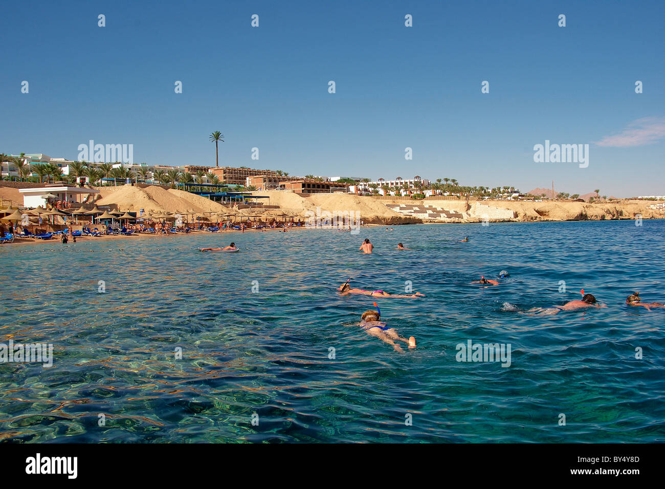 Schnorchler in Sharks Bay, Sharm El Sheikh, Ägypten Stockfoto
