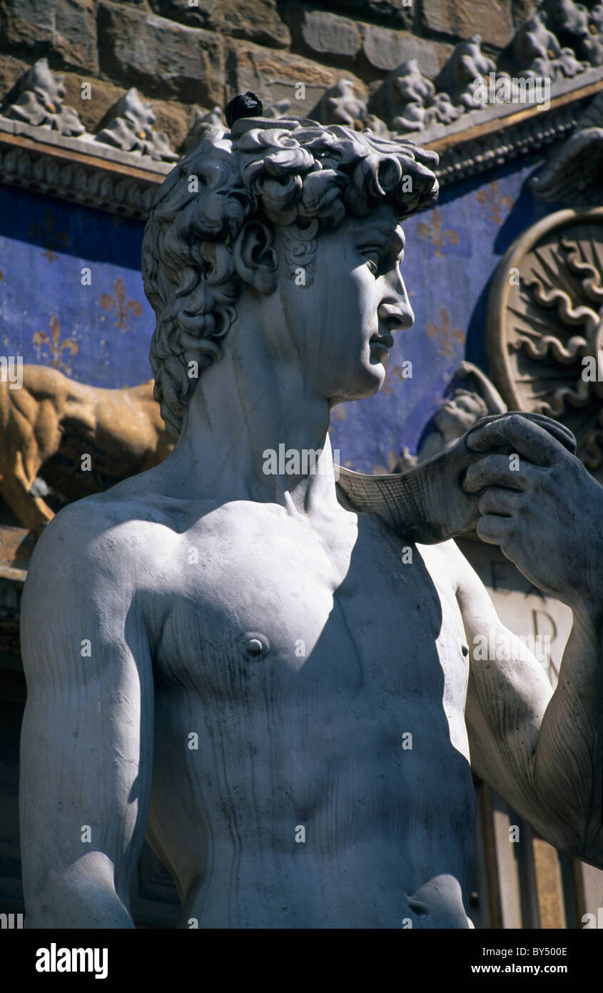 Piazza della Signoria, den David von Michelangelo, Florenz, Toskana, Italien, Weltkulturerbe Stockfoto