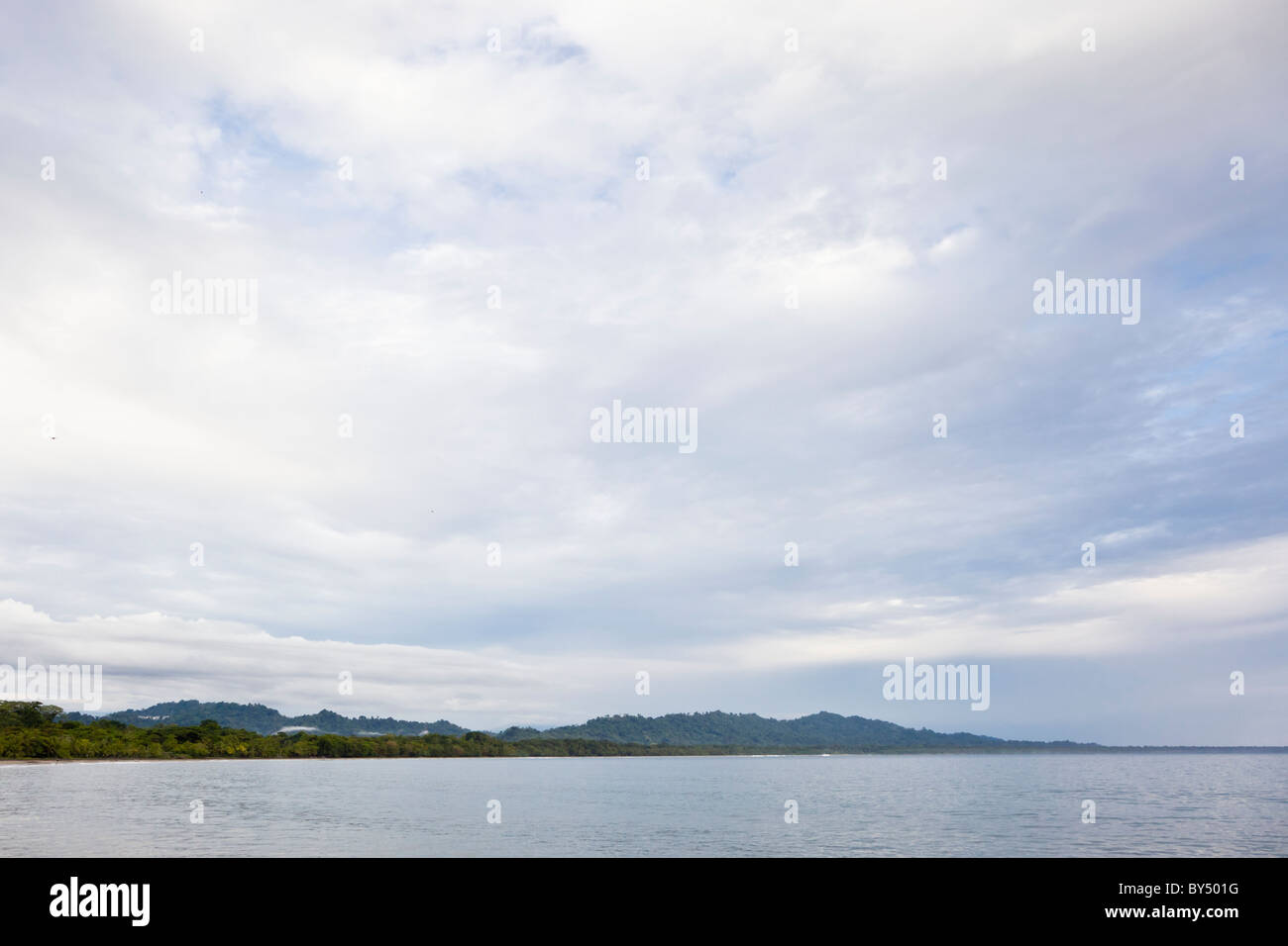 Ansicht der Cahuita Nationalpark von Puerto Viejo de Talamanca, Costa Rica. Stockfoto