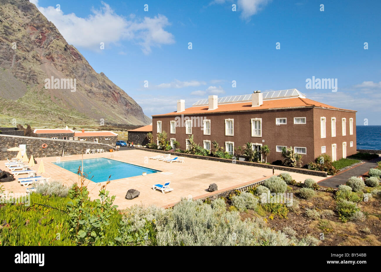 El Hierro, Kanarische Inseln. Das Hotel Balneario Pozo De La Salud. Ein Wellnesshotel basierend auf eine lokale kurative Mineralwasserquelle Stockfoto