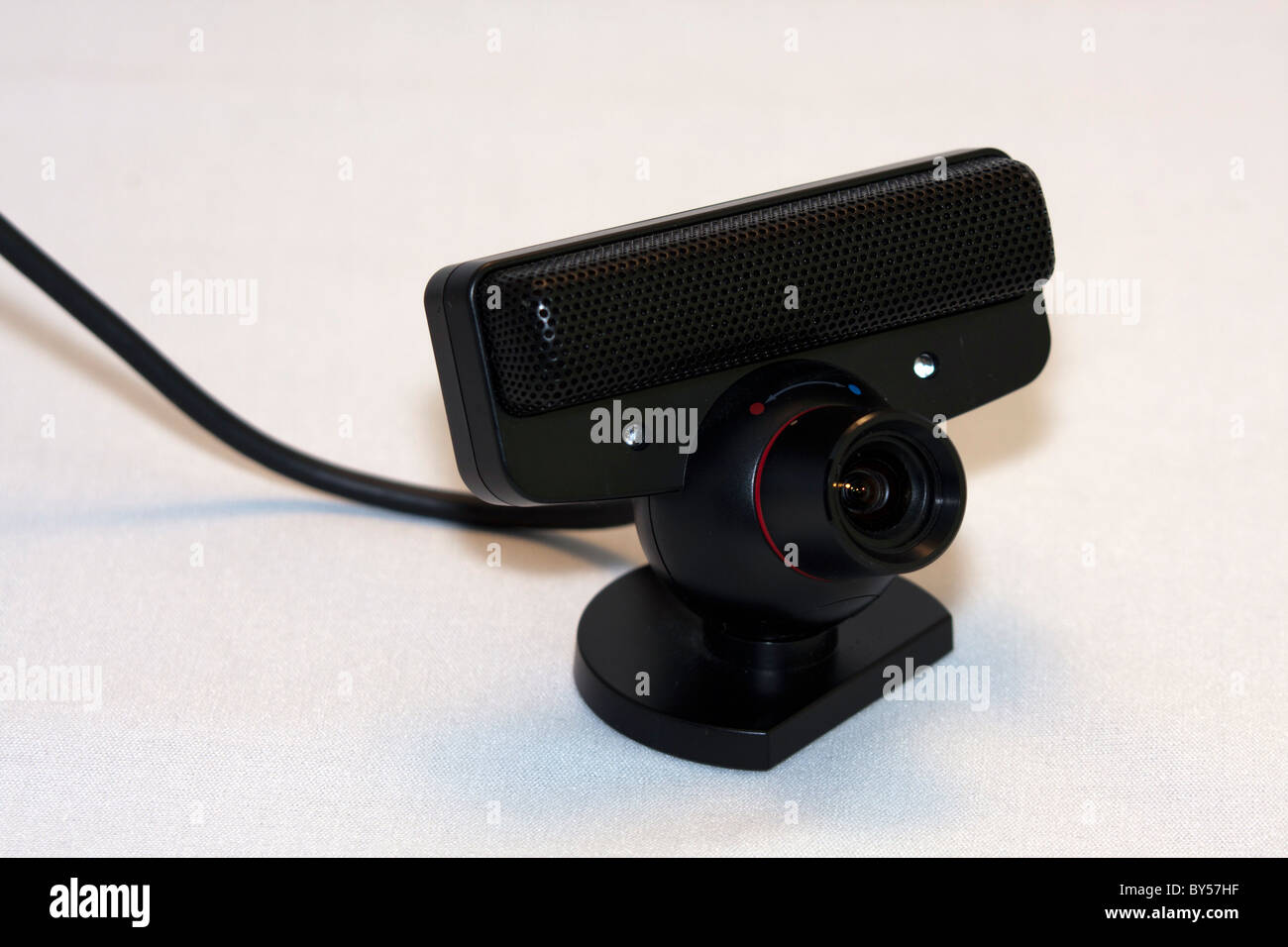 Schwarze Webcam isoliert auf weiss. Stockfoto