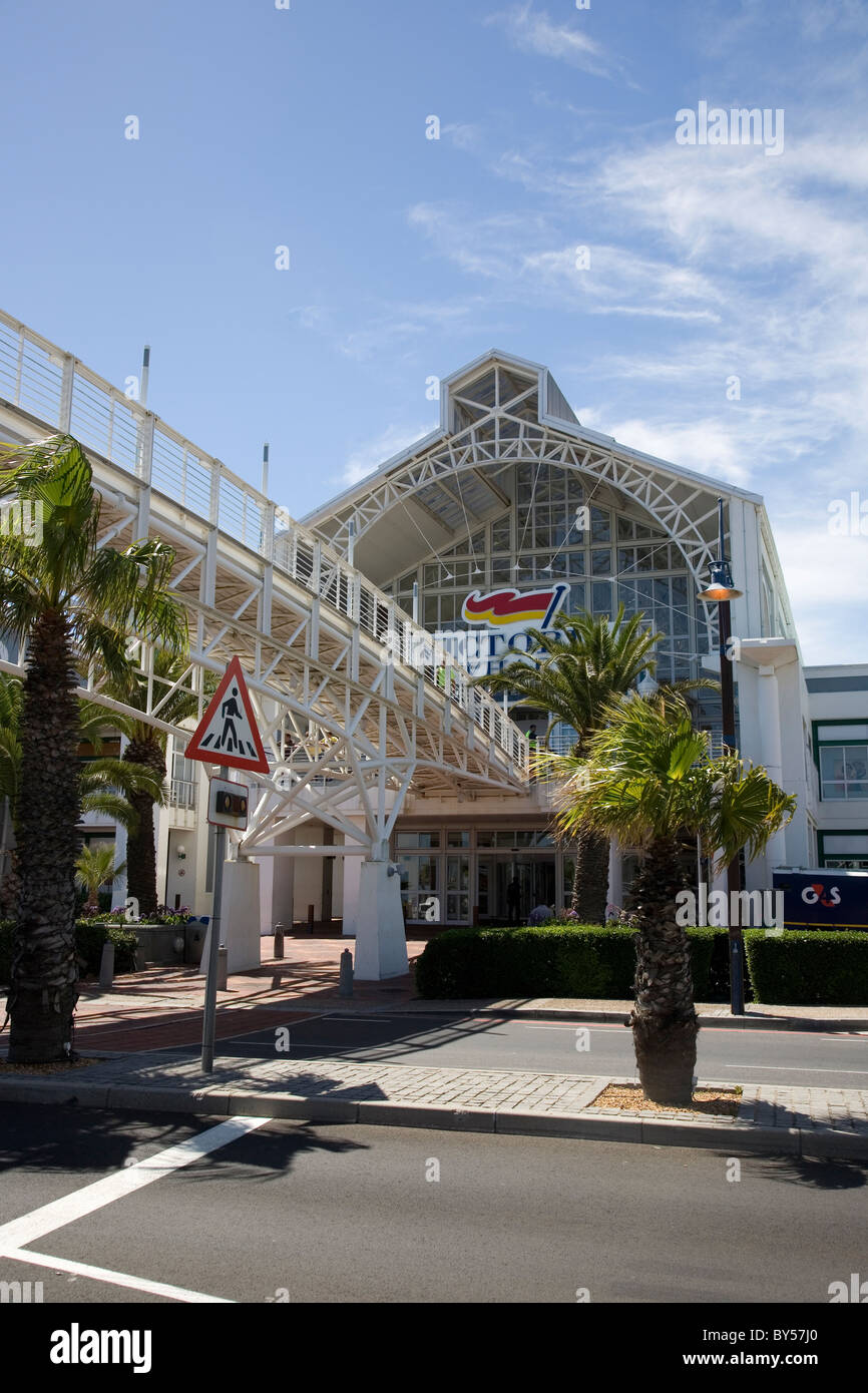 Eingang zum Victoria Wharf - Waterfront Einkaufszentrum Stockfoto