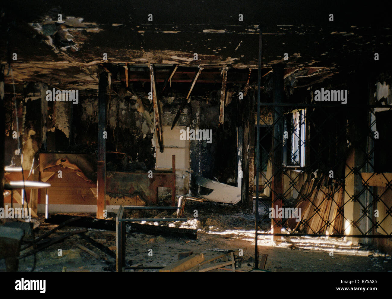 Detail von einem verbrannten Innenraum Stockfoto
