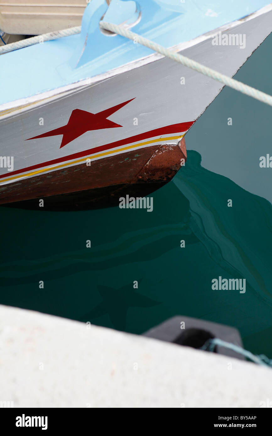 Detail eines festgemachten Bootes Stockfoto