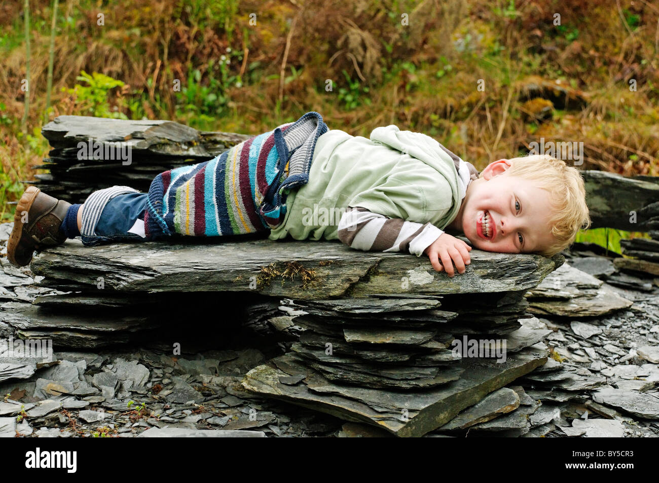 Spaziergang durch die Natur in der Teifi Valley, Strickjacke Stockfoto