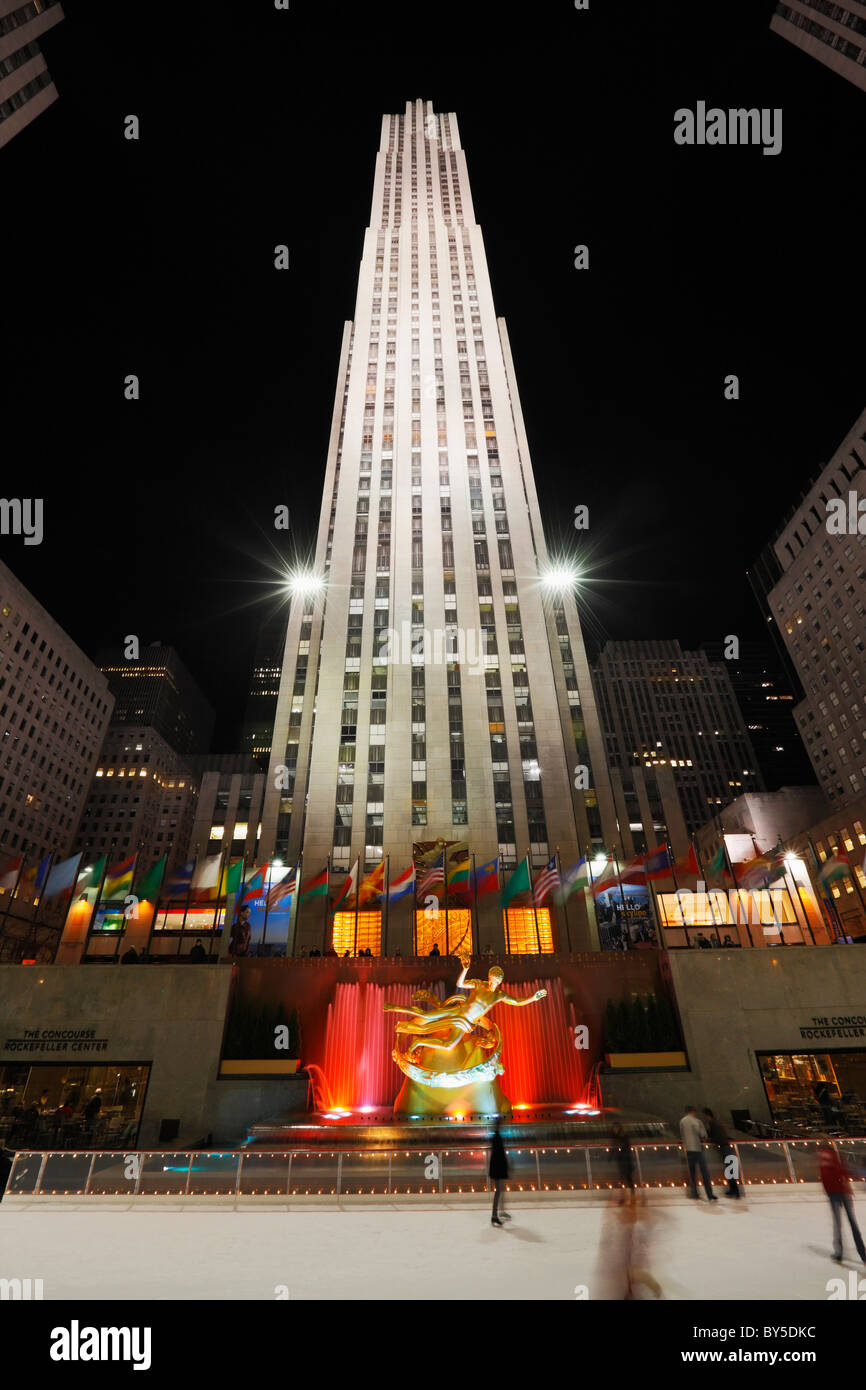 Gleiten Sie im Rockefeller Center, New York. Stockfoto