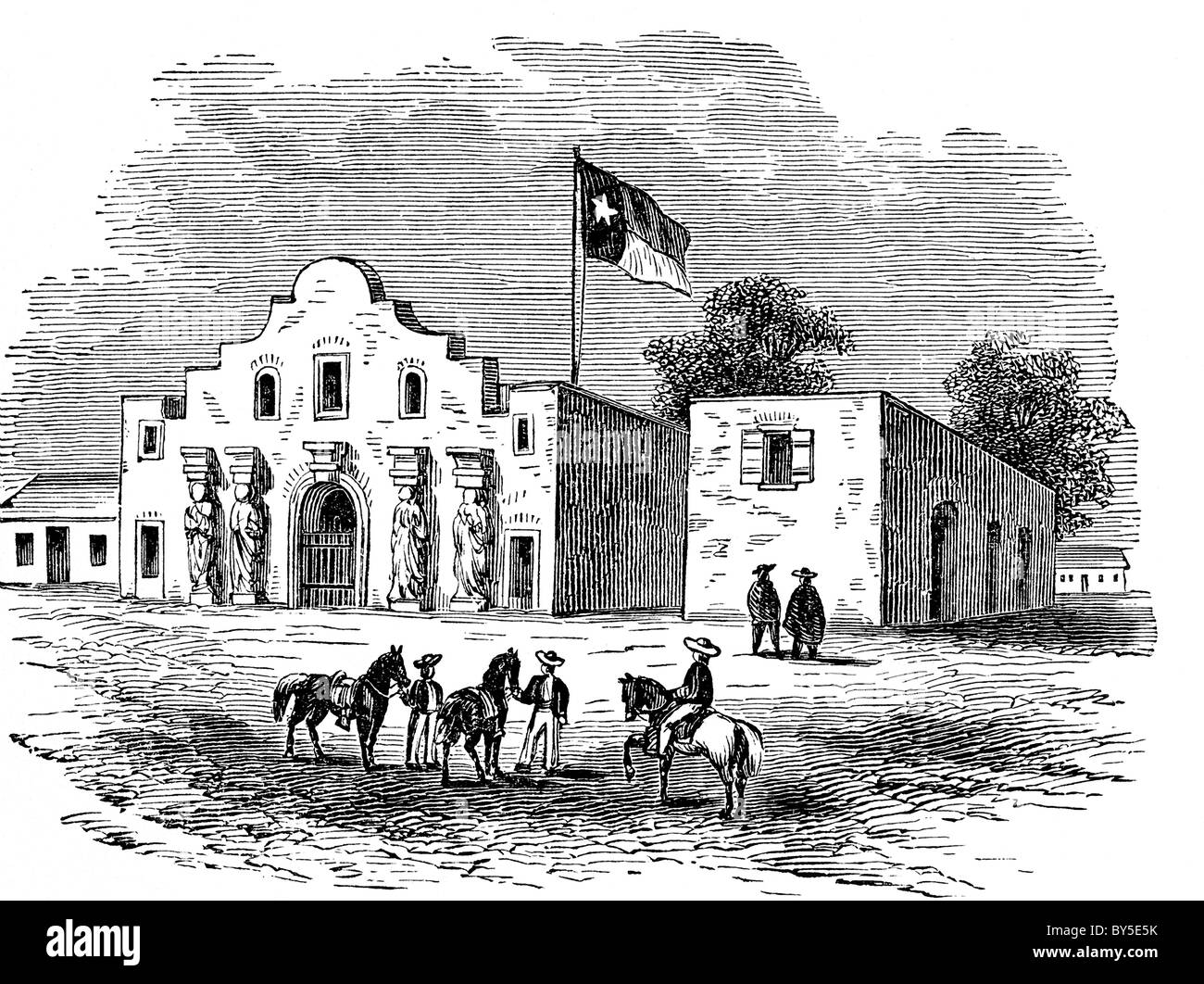 Die Alamo war ursprünglich eine Kirche in San Antonio, Texas, die von den Spaniern gebaut wurde. Stockfoto