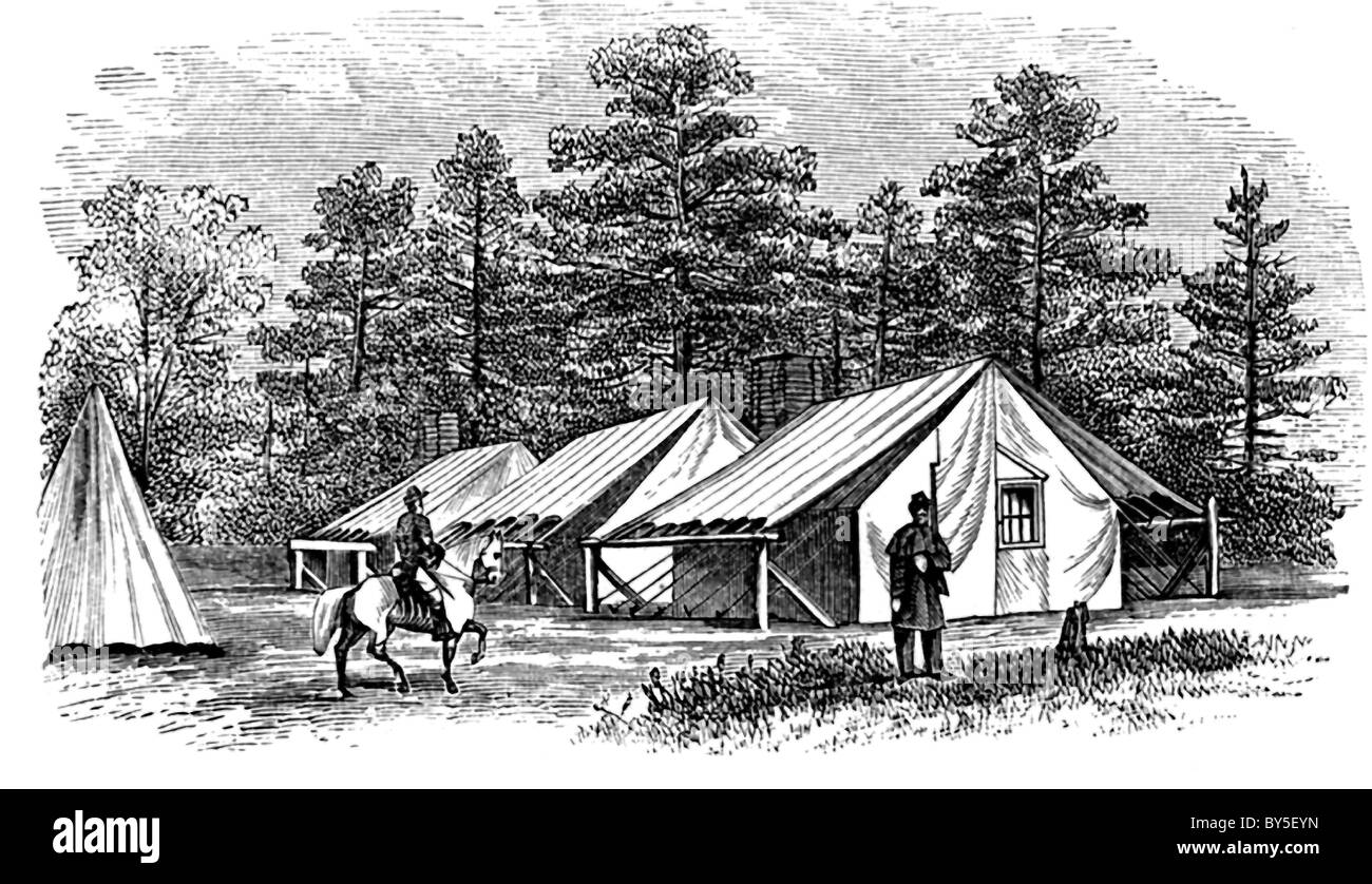 Am 30. April 1863 ordnete Union General Hooker von seinem Hauptquartier (hier) in der Nähe von Falmouth, zu Chancelorsville (VA) zu gelangen. Stockfoto