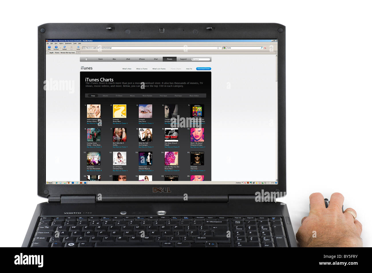 Die iTunes Charts auf der Website von Apple iTunes, UK Stockfoto
