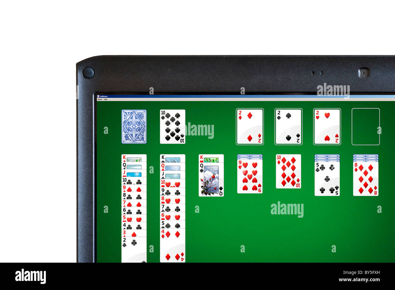 Spielen Sie Solitaire in Microsoft Windows7 Stockfoto