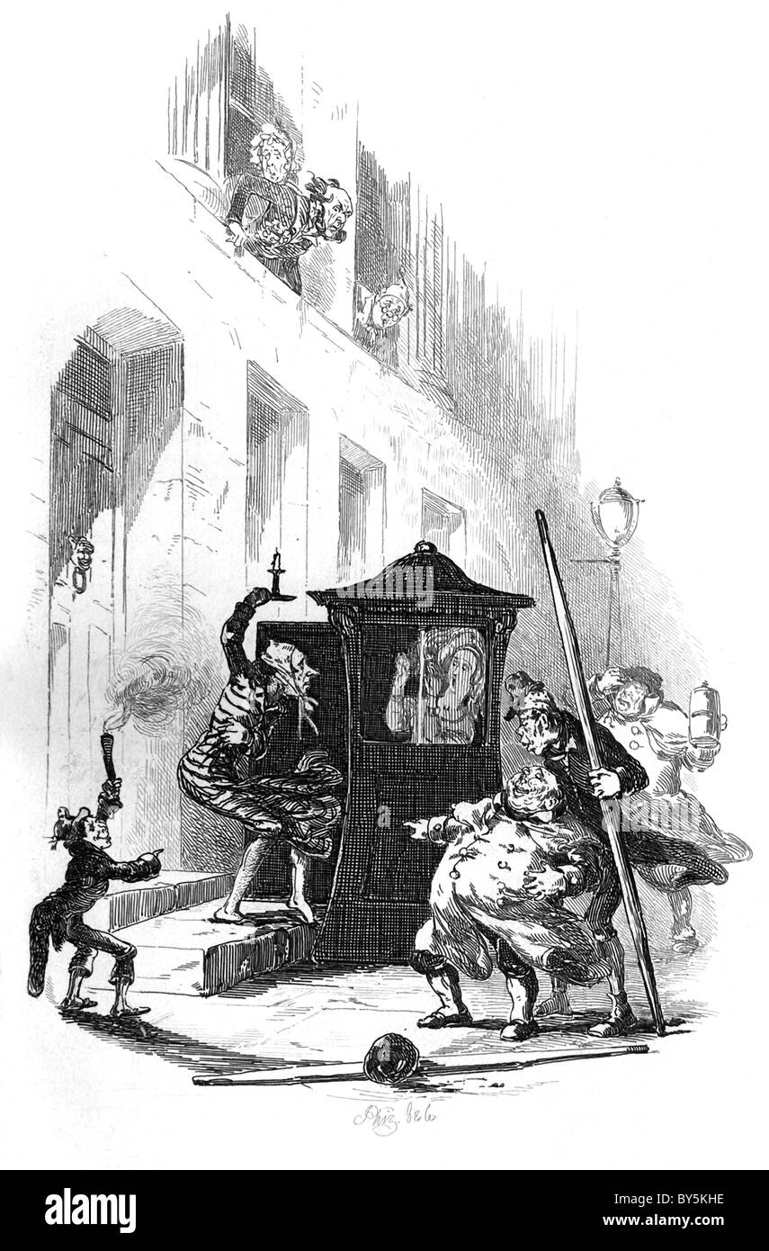 Englischer Schriftsteller Charles Dickens veröffentlicht "The Pickwick Papers" in 10 Raten, mit Hablot Browne den Illustrator. Stockfoto