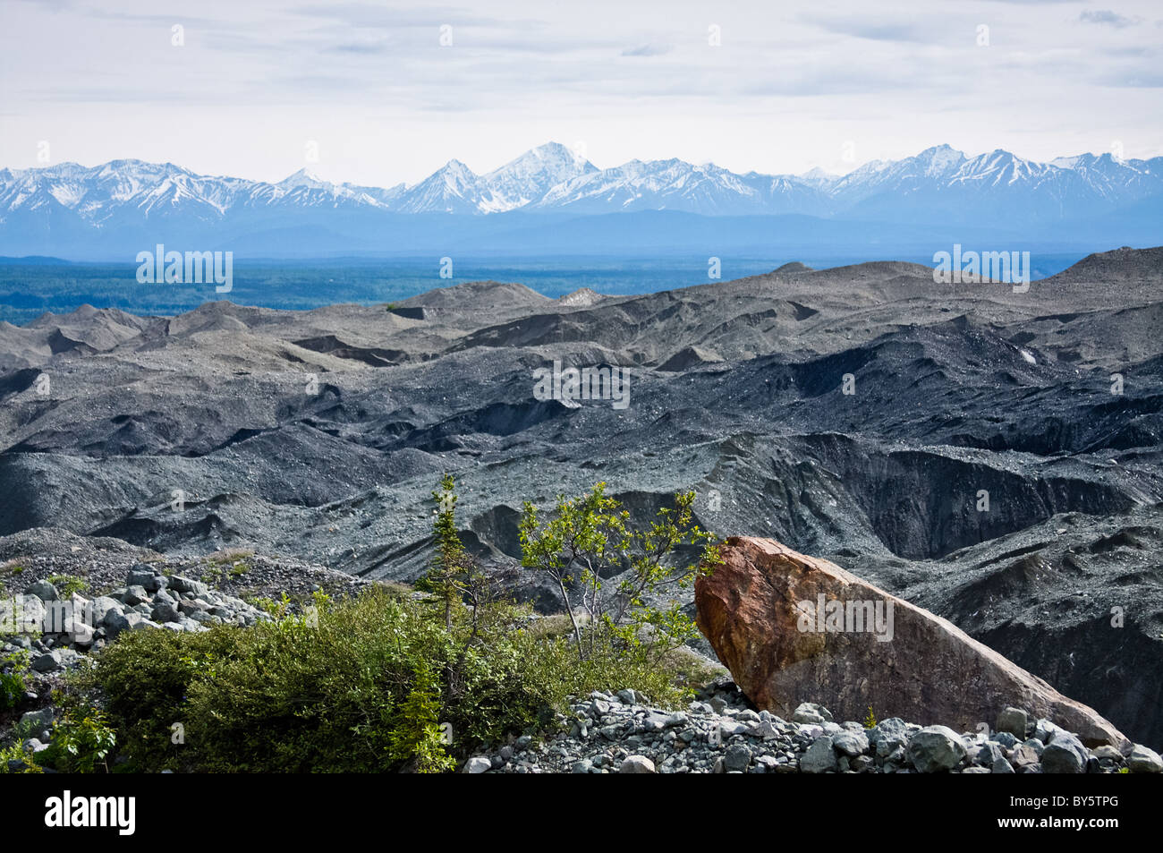 Chugach Berge und Gletscher-Moräne Root Stockfoto