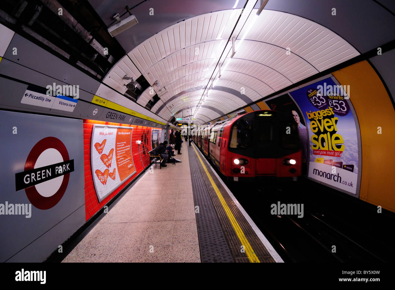 Green Park U-Bahn Station Jubilee Line Plattform, London, England, UK Stockfoto