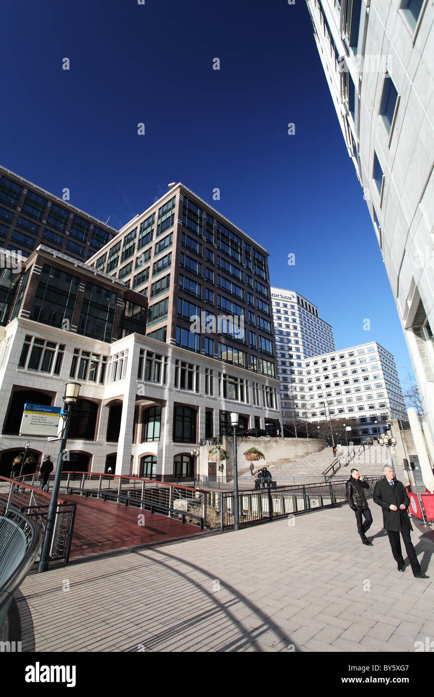 Flusspromenade in Canary Wharf, London Stockfoto