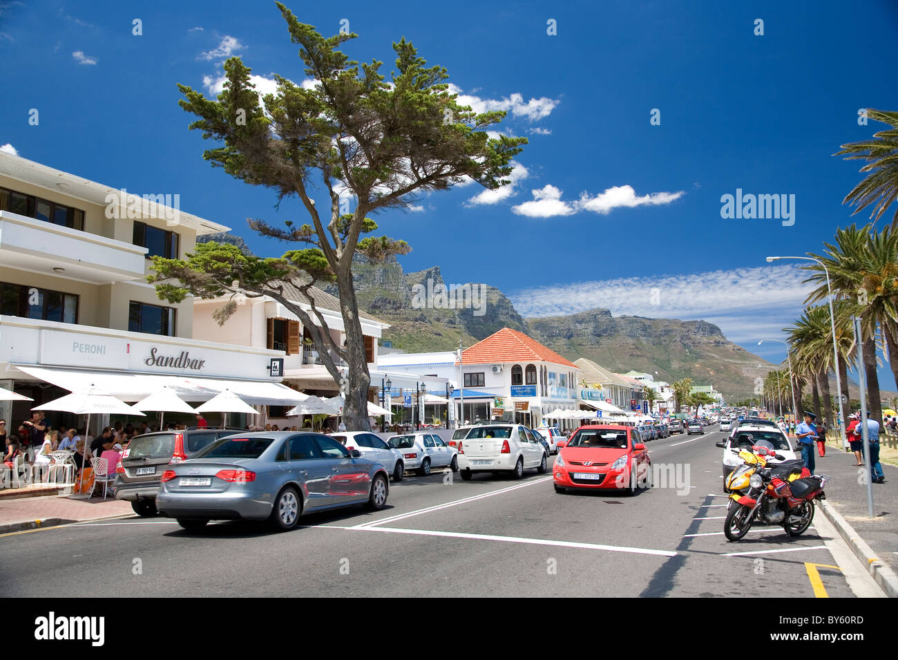 Camps Bay Victoria Rd Stockfoto