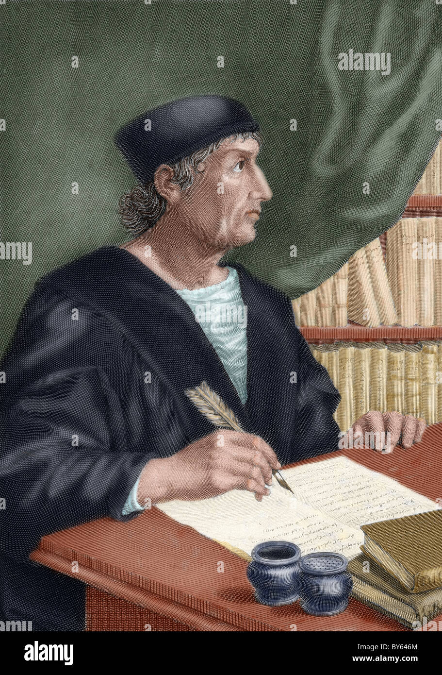 Nebrija, Elio Antonio de (1441-1522). Spanische Humanist. Farbige Gravur. Stockfoto