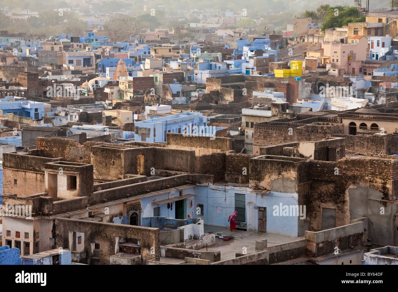Dächer, Bundi, Rajasthan, Indien Stockfoto