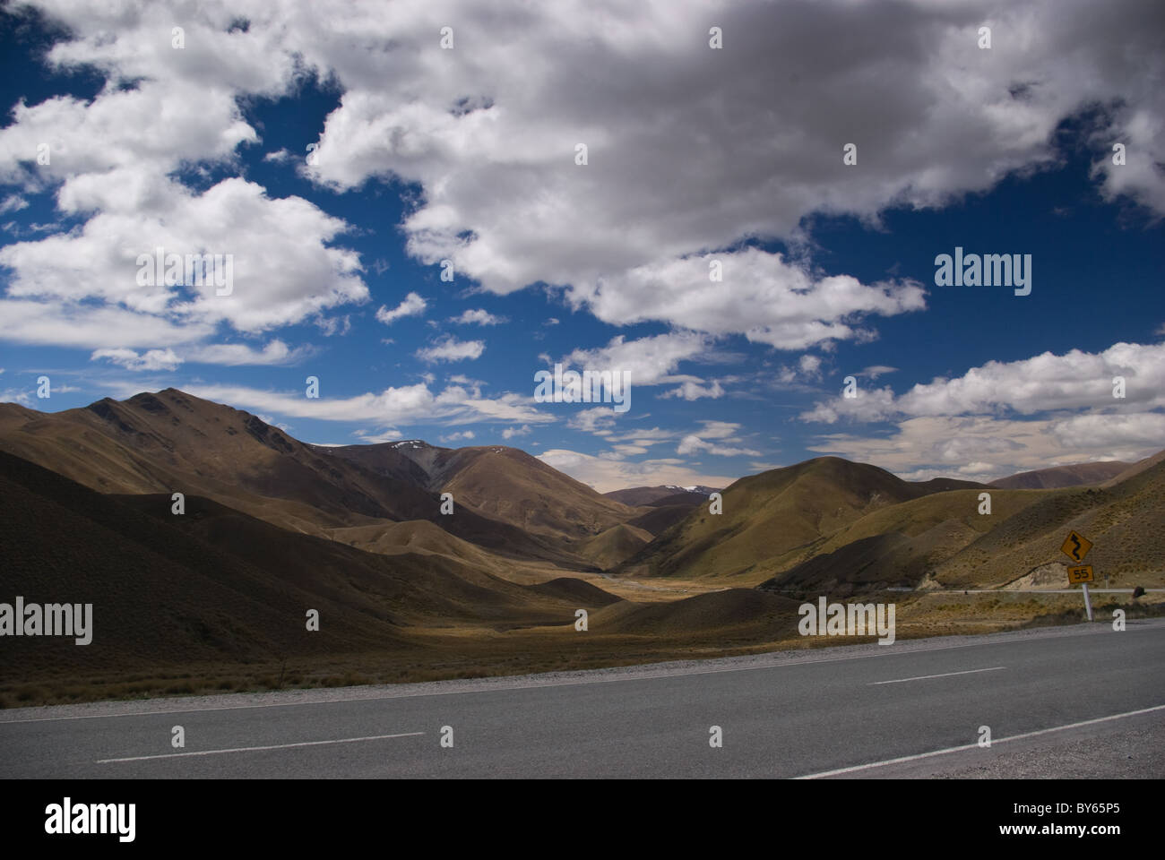 Lindis Pass im Süden der Insel. Stockfoto