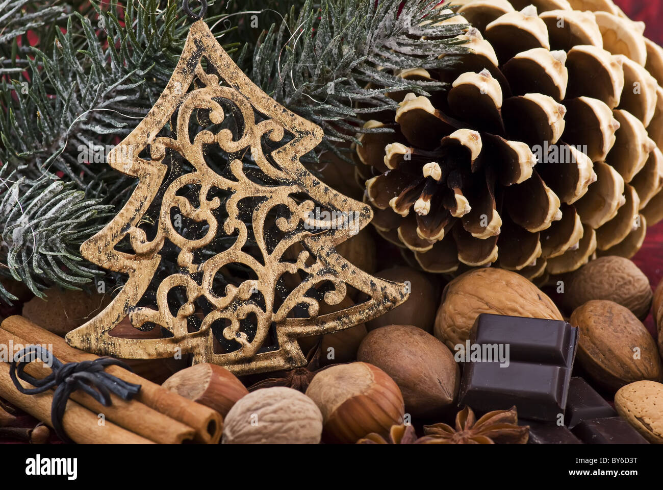 Weihnachts-Dekoration mit Tand als Nahaufnahme Stockfoto
