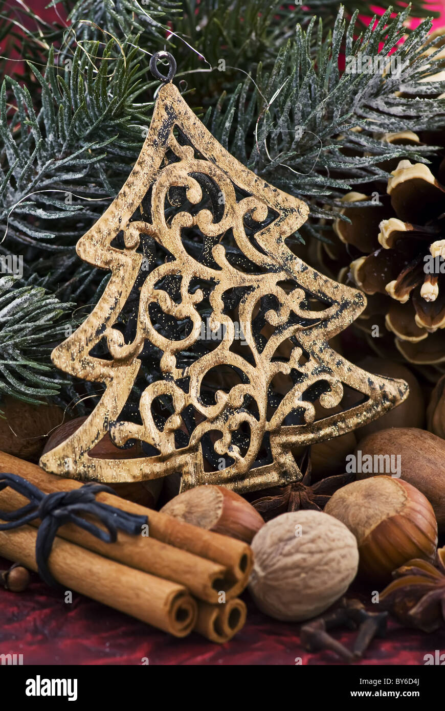 Weihnachts-Dekoration mit Tand als Nahaufnahme Stockfoto