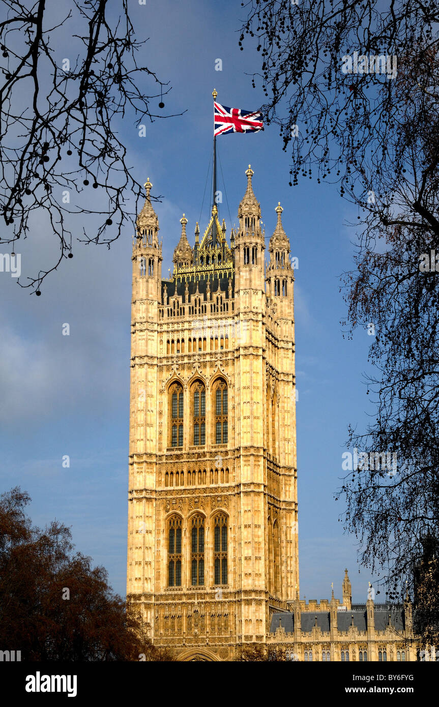 Victoria Tower am Palace of Westminster, London Stockfoto