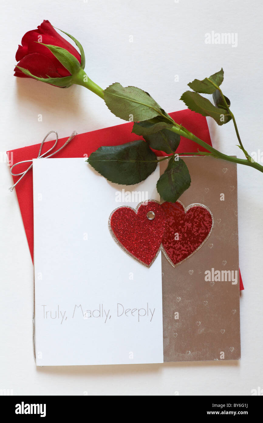 Wirklich, wütend, Tief valentine Karte mit roten Rose für Valentines Tag Stockfoto