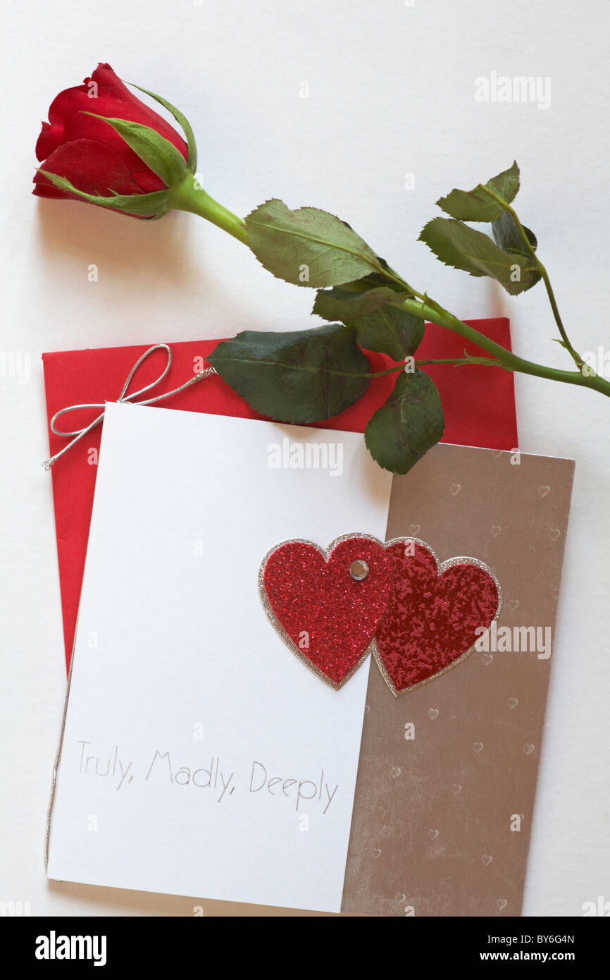 Wirklich, wütend, Tief valentine Karte mit roten Rose für Valentines Tag Stockfoto