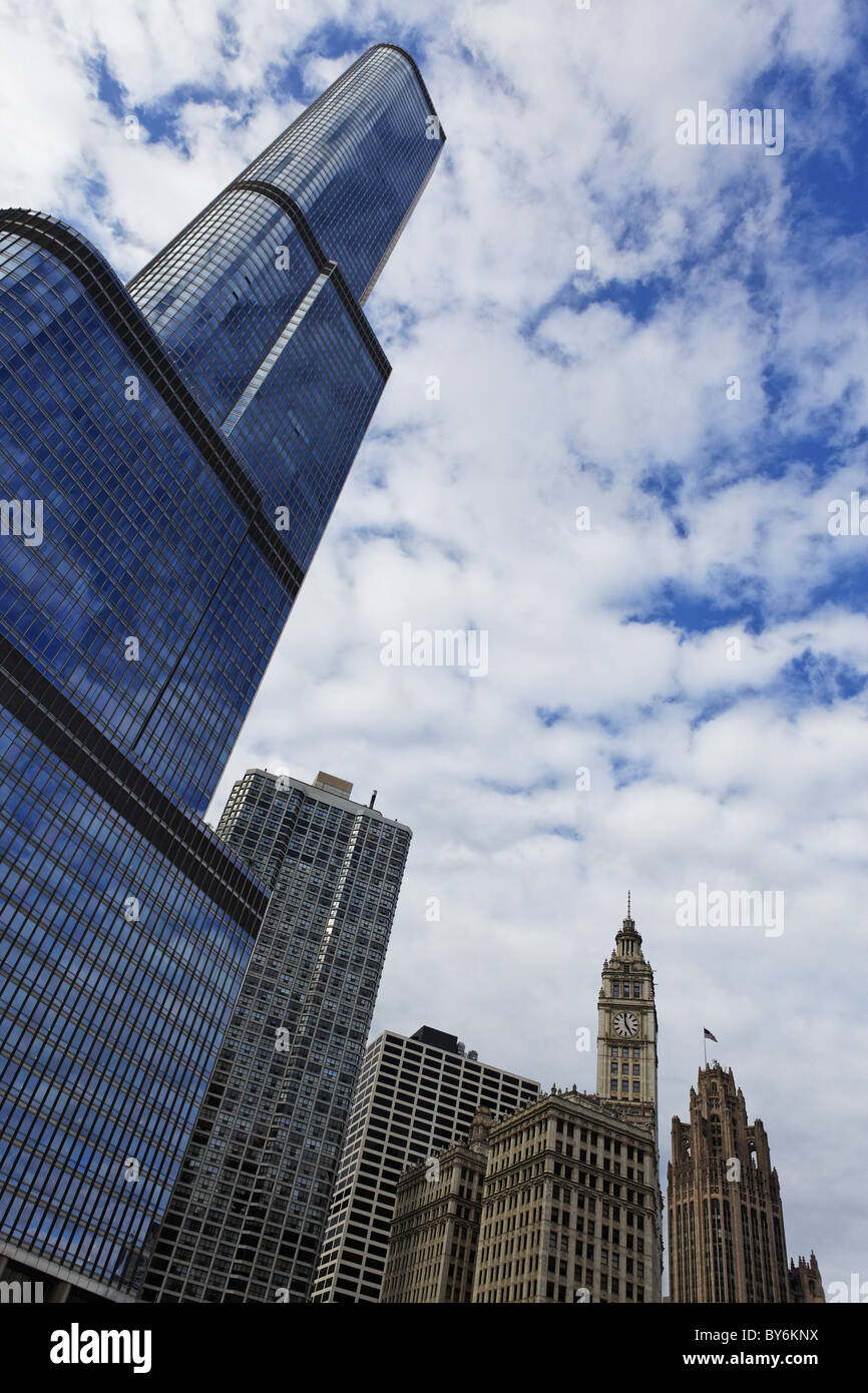 Trump Tower, Wrigley Building und Chicago Tribune Building (v.l.), Chicago, Illinois, USA Stockfoto