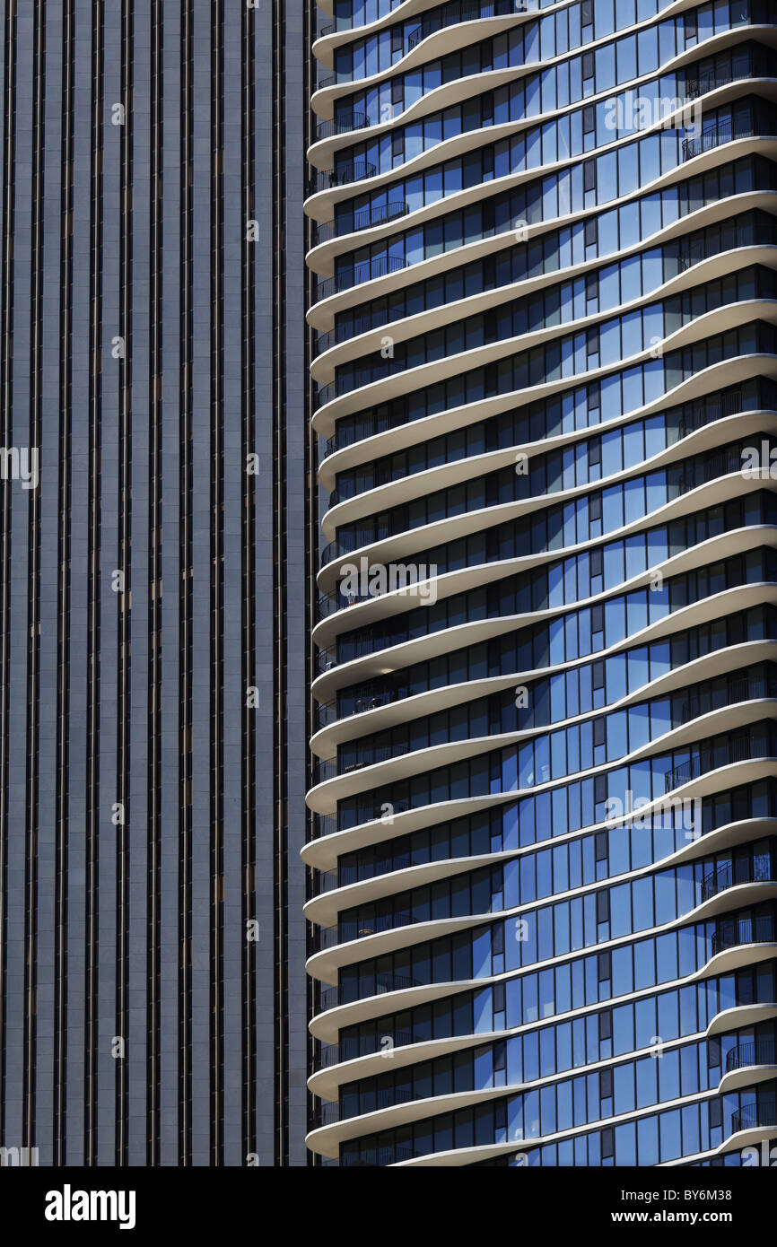 Fassade des Gebäudes Aqua Studio Gang Architekten, Chicago, Illinois, USA Stockfoto