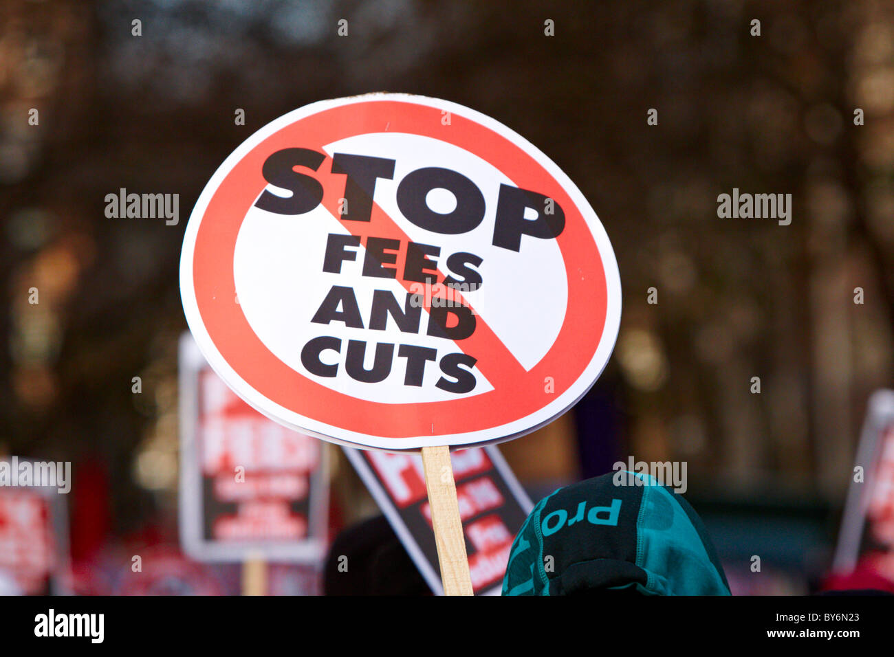 Plakat bei studentischen Protest gegen Studiengebühren Stockfoto