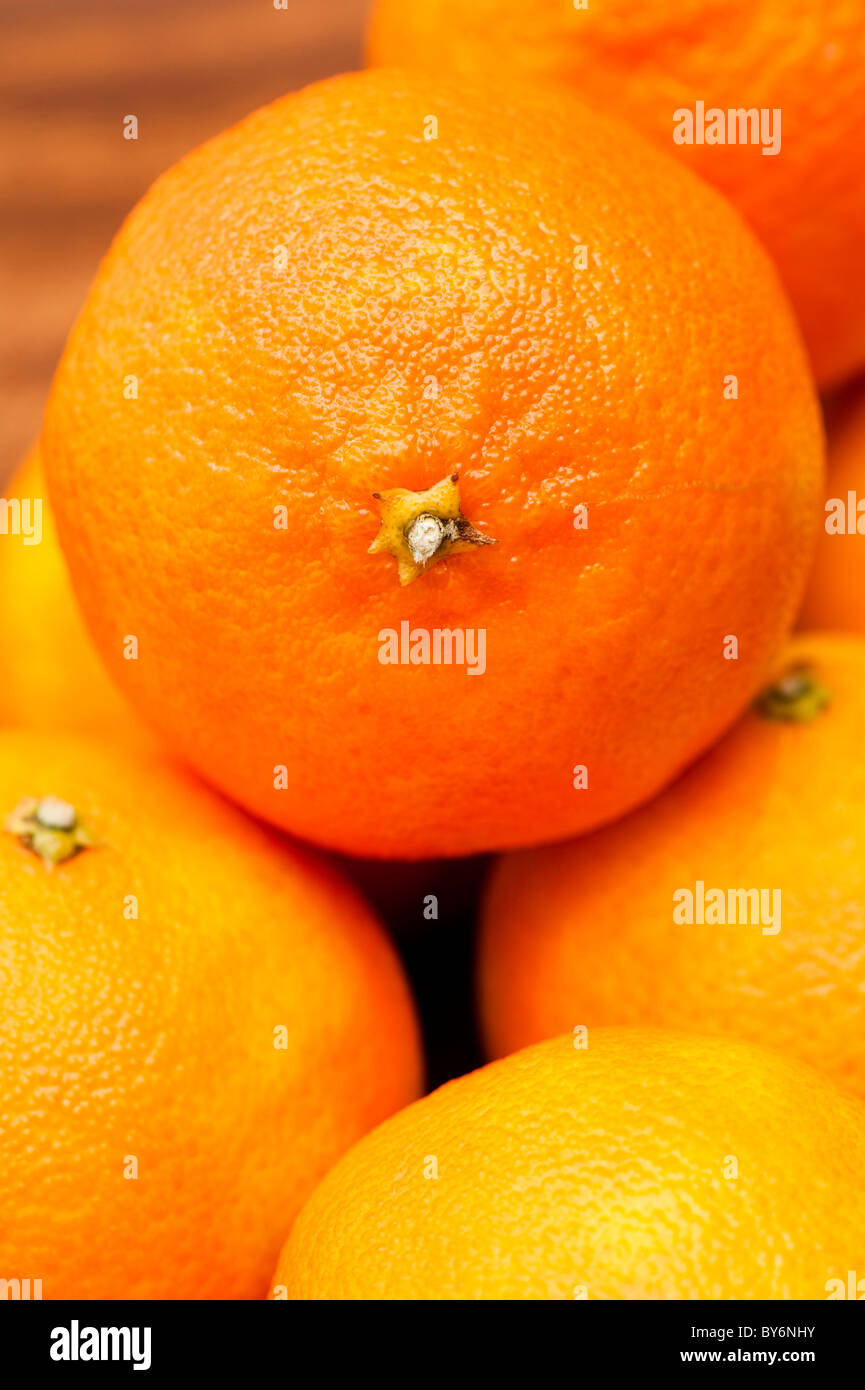 Nahaufnahme von Clementinen, Citrus reticulata Stockfoto