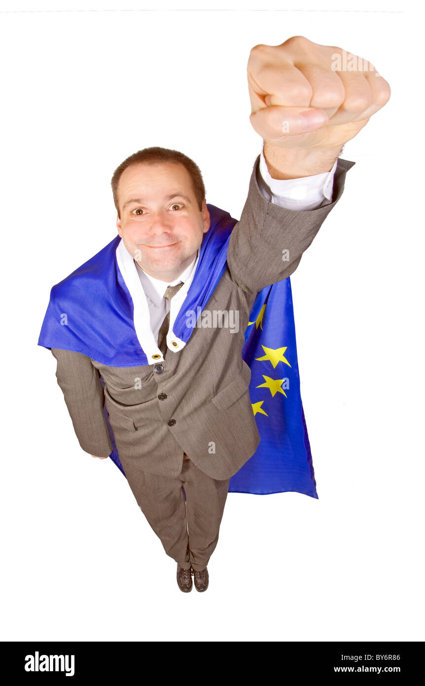 Mann mit der Flagge der Europäischen Union Stockfoto