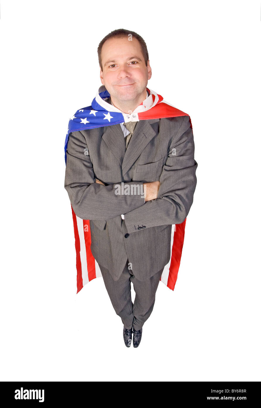 Mann mit der Flagge der Vereinigten Staaten von Amerika Stockfoto