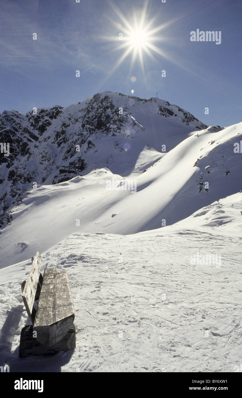 Bergige Landschaft im Winter, Wenns, Jerzens, Pitztal, Tirol, Österreich Stockfoto